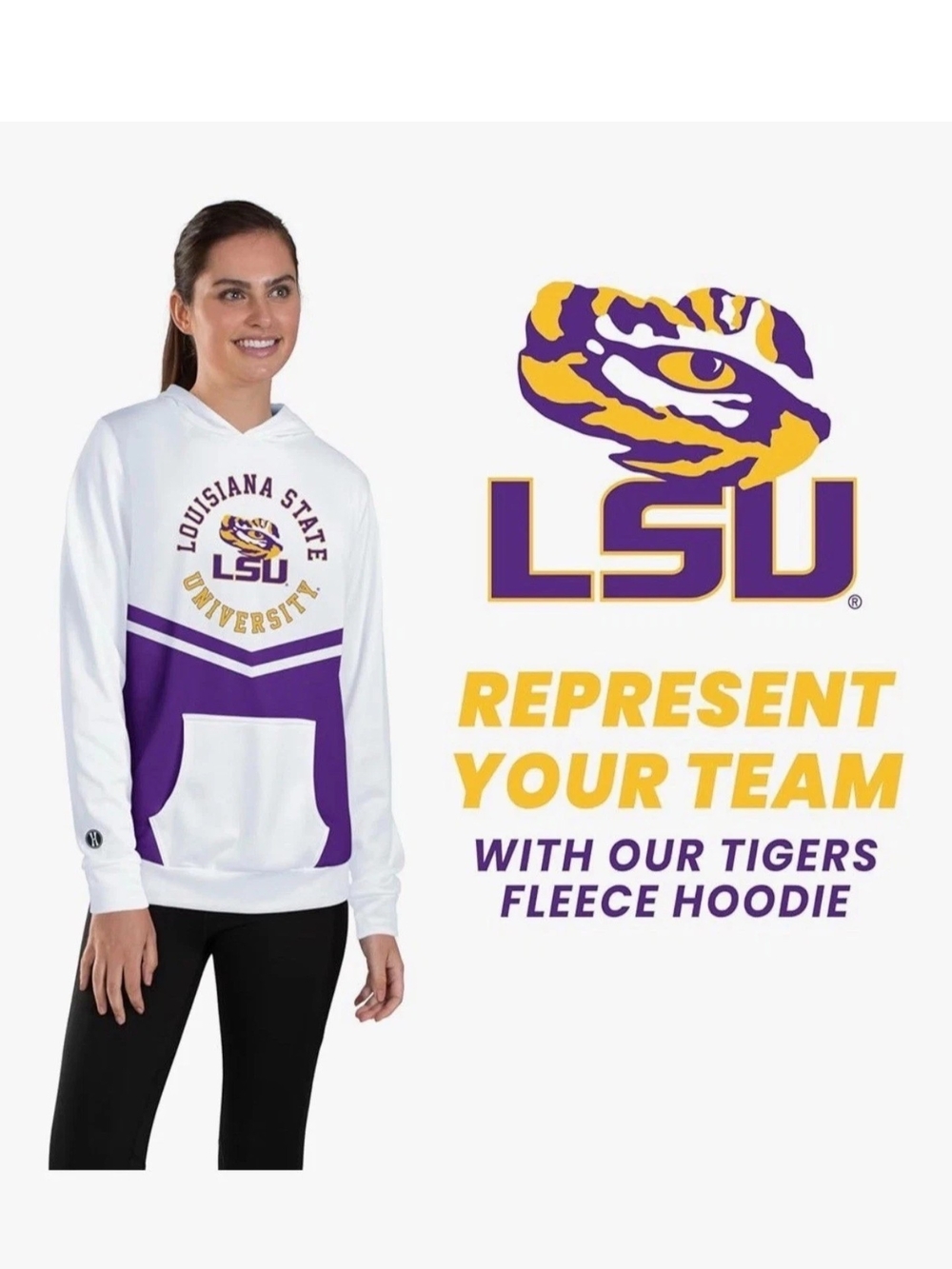 LSU Women’s White & Purple Fleece Hoodie